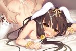  1girl :d animal_ears ass breasts brown_hair bunny_ears cum cum_in_pussy cum_on_ass cum_on_hair doggystyle female_orgasm flower flower_knight_girl frills game_cg hair_flower hair_ornament helenium_(flower_knight_girl) hetero long_hair nude official_art open_mouth orgasm overflow raised_eyebrows sex shiny shiny_skin small_breasts smile sugimeno sweat thighhighs top-down_bottom-up torso_grab vaginal white_legwear wrist_cuffs yellow_eyes 