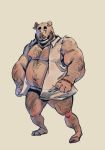  2017 anthro arm_hair beard belly biceps body_hair bracelet chest_hair clothed clothing facial_hair gap_teeth hairy jewelry leg_hair male mammal moobs navel nippels nipples open_shirt overweight overweight_male pecs pig porcine simple_background sleeveless_shirt smile solo taoren underwear 