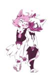 beleth_(floraverse) cat clothed clothing dress feline floraverse mammal ouroporos overalls red_beleth_(floraverse) smile white_beleth_(floraverse) 