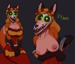  2018 anthro blush breasts canine clothing female fur hair hi_res keadonger looking_at_viewer mammal monster nipples open_mouth scp-1471 solo z0rr.a 