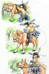  armor cervelet equine female hair hand_taur helmet horse jockey lagomorph mammal reins ruka_(tenpoundhammer) traditional_media_(artwork) 