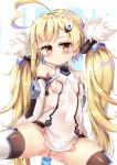  :/ ahoge arms_at_sides arms_behind_back ass_visible_through_thighs asymmetrical_bangs azur_lane bangs bare_shoulders blonde_hair blush breasts cameltoe closed_mouth commentary_request covered_collarbone covered_navel covered_nipples detached_sleeves dombear dress eldridge_(azur_lane) expressionless eyebrows_visible_through_hair facial_mark fur_trim hair_ornament hairclip half-closed_eyes head_tilt heart heart_ahoge highres long_hair long_sleeves looking_at_viewer microdress orange_eyes panties parted_bangs puffy_detached_sleeves puffy_long_sleeves puffy_sleeves revision shiny shiny_hair shiny_skin short_dress sideboob small_breasts solo spread_legs sweat tail thighhighs thighs two-tone_background underwear upskirt very_long_hair white_background white_dress white_legwear white_panties 