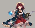  angry atelier_(series) atelier_sophie bag benitama book brown_eyes brown_hair coat collared_coat corset cross-laced_clothes flask frilled_skirt frills hair_ornament head_scarf holding_flask jewelry long_coat long_sleeves necklace open_mouth plachta red_skirt round-bottom_flask short_hair simple_background skirt solo sophie_neuenmuller underbust wide_sleeves wings 