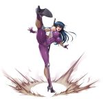  aqua_eyes armpits bangs blue_hair bodysuit breasts cameltoe commentary covered_navel covered_nipples elbow_gloves eyebrows_visible_through_hair fishnets full_body gloves igawa_asagi impossible_bodysuit impossible_clothes kagami_hirotaka kicking large_breasts long_hair looking_at_viewer official_art open_mouth purple_bodysuit purple_gloves shiny shiny_clothes shiny_hair simple_background skin_tight sleeveless solo sword taimanin_(series) taimanin_asagi taimanin_asagi_kessen_arena thighhighs weapon weapon_on_back white_background 