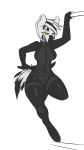  2014 anthro avante92 bodysuit breasts clothing equine fan_character female hi_res mammal melee_weapon my_little_pony ninja pose pyrite_(oc) rubber skinsuit solo stripes sword thick_thighs tight_clothing weapon wide_hips yellow_eyes zebra 