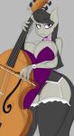  2016 anthro anthrofied big_breasts bow_(stringed_instrument) breasts cleavage clothed clothing double_bass dress equine female friendship_is_magic garter_belt garter_straps hi_res horse huge_breasts jrvanesbroek legwear looking_at_viewer mammal monochrome musical_instrument my_little_pony octavia_(mlp) playing_cello pony raised_eyebrow sketch solo stockings 
