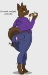  americananomaly_(artist) anthro big_butt butt canine clothing female hi_res jenna_werewolf looking_at_viewer mammal panties solo underwear wardrobe_malfunction weight_gain were werewolf 