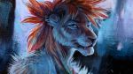  2018 anthro clothed clothing digital_media_(artwork) feline fur hair hriscia lion looking_at_viewer male mammal simple_background smile solo teeth topless 