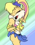  abstract_background bra breasts clothed clothing colored edit fatalis_(artist) female lagomorph lola_bunny looney_tunes mammal panties rabbit skirt solo underwear wardrobe_malfunction warner_brothers 