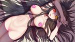  absurdres black_hair breasts clock_eyes date_a_live heart heart-shaped_pupils heterochromia highres large_breasts long_hair looking_at_viewer lying navel nude on_back open_mouth red_eyes solo symbol-shaped_pupils tokisaki_kurumi very_long_hair ye_fn yellow_eyes 