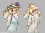  anthro blush breasts embarrassed female fur hat lagomorph lewdrealm mammal nude panken pussy rabbit straw_hat sundress white_fur 