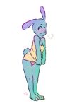  anthro blue_fur blush clothing covering covering_self embarrassed female fur lagomorph mammal panken panties rabbit standing underwear 