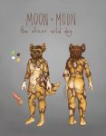  african_wild_dog anthro balls canine cute digital_media_(artwork) erection fan_character fur hair male mammal model_sheet moon_moon nude penis piercing precum simple_background solo twymouse 