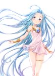  :o ahoge armlet armpits bare_shoulders blue_eyes blue_hair blush breasts bridal_gauntlets choker collarbone dress floating_hair glint granblue_fantasy hair_intakes head_tilt highres legs_together long_hair looking_at_viewer lyria_(granblue_fantasy) no_panties see-through shiny shiny_hair short_dress simple_background small_breasts solo standing straight_hair strapless strapless_dress thigh_gap thighlet tomo_(user_hes4085) very_long_hair white_background white_choker white_dress 