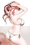  adjusting_hair alfred_cullado arms_behind_head arms_up ass bikini blush breasts brown_hair butt_crack cleavage covered_nipples from_behind hands_in_hair highres jewelry large_breasts lips long_hair looking_at_viewer looking_back multicolored_hair necklace neo_(rwby) parted_lips pink_eyes pink_hair rwby shiny shiny_hair shiny_skin side-tie_bikini sitting solo swimsuit two-tone_hair underboob white_bikini white_hair 
