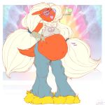  2018 absurd_res anthro avian belly big_belly blaziken bloated breasts clothed clothing digital_media_(artwork) female garuda_six hair hi_res inflation nintendo open_mouth overweight pok&eacute;mon pok&eacute;mon_(species) simple_background solo stomach video_games wide_hips 
