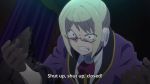  1girl animated animated_gif blonde_hair bouncing_breasts breasts glasses large_breasts last_period last_period_owarinaki_rasen_no_monogatari sonya_(last_period) subtitled 