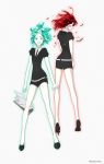  androgynous aqua_eyes aqua_hair belt black_neckwear black_shorts clipboard crystal_hair dalc_rose gem_uniform_(houseki_no_kuni) houseki_no_kuni looking_back mercury multiple_others necktie official_style open_mouth phosphophyllite red_eyes red_hair shinsha_(houseki_no_kuni) short_hair short_sleeves shorts twitter_username 