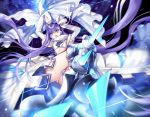  ass blue_eyes fate/extra fate/extra_ccc fate/grand_order fate_(series) hair_ribbon kangetsu_(fhalei) mechanical_legs meltlilith open_mouth panties purple_hair ribbon sleeves_past_wrists solo spikes underwear white_ribbon 