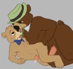  anthro bear boo_boo boo_boo_bear cum cum_while_penetrated duo erection fingring hanna-barbera hat larger_male male male/male mammal necktie penetration penis saliva sex size_difference tash0 tongue yogi_bear yogi_bear_(character) 