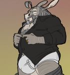  anthro beard bulge clothed clothing donkey equine eyewear facial_hair glasses looking_at_viewer lucas_raymond male mammal mature_male overweight overweight_male pants_down partially_clothed snoopjay2 solo standing tighty_whities underwear white_underwear 