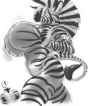  ! anthro big_breasts breasts edit equine female gideon huge_breasts humor hyper hyper_breasts jogging mammal nipples portable_music_player solo stripes zebra 