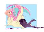  abdominal_bulge anthro anus ava_(toaofspace) breasts butt claws digital_media_(artwork) dragon duo female hair horn infinitesimal melissa_(mintjello) nipples nude pussy pussy_juice scalie struggling unbirthing vore 