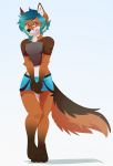  2018 anthro blue_hair canine clothed clothing cute eyewear feve fox girly glasses hair looking_at_viewer male mammal pink_eyes tay_(mantist) 