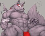  2018 abs anthro biceps black_nose canine captainjohkid clothing feline fur hi_res male mammal muscular pecs simple_background wolf 