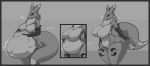  &lt;3 asaneman belly big_belly breasts death digestion digimon english_text female monochrome nude renamon stomach_noises text video_games vore weight_gain 