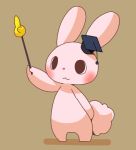  2016 anthro blush crepix featureless_crotch hat hat_only lagomorph mammal rabbit semi-anthro simple_background solo 
