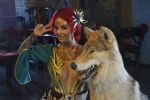  1girl breasts cosplay costume dress jewelry looking_at_viewer red_hair smile the_witcher triss_merigold v wolf 
