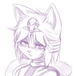  2018 animal_crossing ankha anthro bust_portrait cat choker clothed clothing cute_fangs feline female headdress looking_at_viewer mammal monochrome nintendo plagueofgripes portrait purple_and_white simple_background solo video_games white_background 