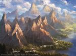  artist_name blue_sky cloud cloudy_sky commentary day english_commentary forest highres landscape magic:_the_gathering mountain nature no_humans ocean official_art river scenery sky valley watermark 