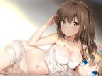  bachibachi_(tisen) blush breasts brown_eyes brown_hair cleavage daewoo_k2_(girls_frontline) girls_frontline long_hair navel nude suomi_(girls_frontline) 