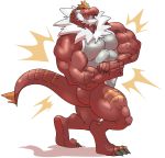  abs anthro biceps big_muscles claws flexing male muscular muscular_male neck_tuft nintendo nomorebiscuit nude pecs pok&eacute;mon pok&eacute;mon_(species) presenting scalie simple_background solo standing thick_thighs tuft tyrantrum vein video_games white_background 