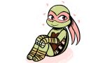 &lt;3 2018 anthro bandanna clothed clothing donatello_(tmnt) elbow_pads foot_wraps hand_wraps hands_on_knees inkyfrog looking_at_viewer male mask red_eyes reptile scalie shell simple_background sitting smile solo teenage_mutant_ninja_turtles turtle white_background wraps wrist_wraps 