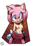  2018 amy_rose angry breasts clothed clothing digital_media_(artwork) female frown fur gloves green_eyes hair hedgehog hi_res looking_at_viewer mammal navel nipples pink_fur pink_hair raamskorge short_hair simple_background solo sonic_(series) topless undressing wardrobe_malfunction 