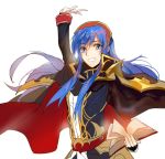  blue_eyes blue_hair blush cape cosplay fire_emblem fire_emblem:_fuuin_no_tsurugi fire_emblem:_seisen_no_keifu fire_emblem_heroes hat jewelry lilina long_hair looking_at_viewer novice_(o_novice) red_eyes red_hair simple_background smile solo yurius_(fire_emblem) yurius_(fire_emblem)_(cosplay) 