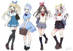  :d a.i._channel antenna_hair black_legwear blonde_hair blue_eyes blue_hair bow bowtie brown_hair cardigan_vest clothes_around_waist commentary_request dated dennou_shoujo_youtuber_shiro full_body hair_ornament hair_ribbon hairclip hat highres kaguya_luna kaguya_luna_(character) kizuna_ai kneehighs long_hair looking_at_viewer mirai_akari mirai_akari_project morikura_en multicolored_hair multiple_girls neck_ribbon open_mouth pink_hair plaid plaid_skirt ponytail purple_hair ribbon shiro_(dennou_shoujo_youtuber_shiro) short_hair simple_background sketch skirt smile standing standing_on_one_leg suitcase sweater_around_waist thighhighs twintails twitter_username two-tone_hair v-shaped_eyebrows virtual_youtuber white_background 