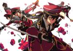  aisha_(elsword) black_hair cape chung_(elsword) deadly_chaser_(elsword) elsword elsword_(character) eve_(elsword) fang flowers gloves group hat long_hair male military pika_(kai9464) pink_eyes raven_(elsword) rena_(elsword) rose short_hair signed sword tie twintails waifu2x weapon yellow_eyes 