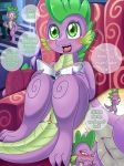  2018 armchair blood chair comic crossgender dialogue dragon english_text female friendship_is_magic green_eyes male my_little_pony nosebleed open_mouth pussy sitting speech_bubble spike_(mlp) text vavacung 