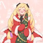  bad_id bad_twitter_id black_bow blonde_hair blush bow christmas_tree closed_eyes commentary_request cosplay elise_(fire_emblem_if) fire_emblem fire_emblem:_kakusei fire_emblem_heroes fire_emblem_if fur_trim hair_bow highres hood hood_down konagona long_hair long_sleeves male_my_unit_(fire_emblem:_kakusei) mittens multicolored_hair my_unit my_unit_(cosplay) my_unit_(fire_emblem:_kakusei) open_mouth purple_hair red_mittens santa_costume solo twintails 