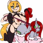  &lt;3 &lt;3_eyes 2018 animated areola armwear big_breasts breasts cat_lingerie clothing cutie_mark digital_media_(artwork) dildo duo elbow_gloves equine fan_character female female/female gloves green_eyes hair horn legwear lingerie long_hair mammal my_little_pony nipples pegasus sex sex_toy simple_background strapon tolsticot tongue unicorn white_background wings 