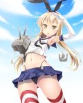  :o anchor_hair_ornament armpits ass_visible_through_thighs black_hairband black_panties blonde_hair blue_skirt blue_sky cameltoe carrying cloud day elbow_gloves gloves hair_between_eyes hair_ornament hairband highleg highleg_panties highres iganseijin kantai_collection long_hair looking_at_viewer midriff navel open_mouth panties rensouhou-chan salute shimakaze_(kantai_collection) skirt sky striped striped_legwear thighhighs underwear white_gloves yellow_eyes 