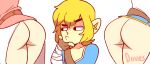  1boy 2girls ? animated animated_gif artist_name ass ass_shake blonde_hair diives fingerless_gloves gloves huge_ass jiggle link looking_at_viewer multiple_girls pants pointy_ears princess_zelda print_panties pussy the_legend_of_zelda the_legend_of_zelda:_a_link_between_worlds the_legend_of_zelda:_breath_of_the_wild triforce white_background 