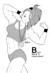  1girl captain_mizuki_(one-punch_man) flexing joylewds medal midriff muscle muscular_female one-punch_man ponytail tank_top twitter_username 