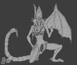  alien anthro dragon erection fizzpop male metroid metroid_(species) nintendo nude penis presenting ridley simple_background solo video_games wings 