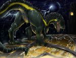  2018 anus claws dinosaur female feral indoraptor indoraptor_(species) jurassic_park jurassic_world looking_at_viewer open_mouth pussy raptor solo teeth theropod weisswinddragon 