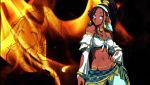  1girl brown_hair dark_skin fighting_ex_layer midriff official_art pullum_purna street_fighter_ex_(series) 